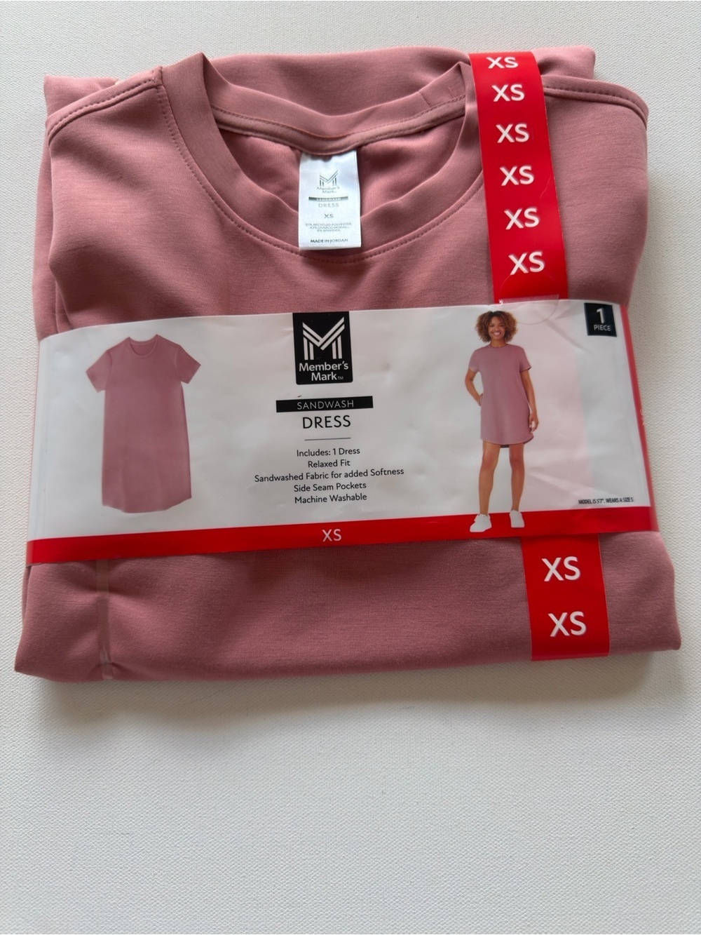 NWT Women's Member's Mark Sandwash Dress in Dusty Rose XS (G4)